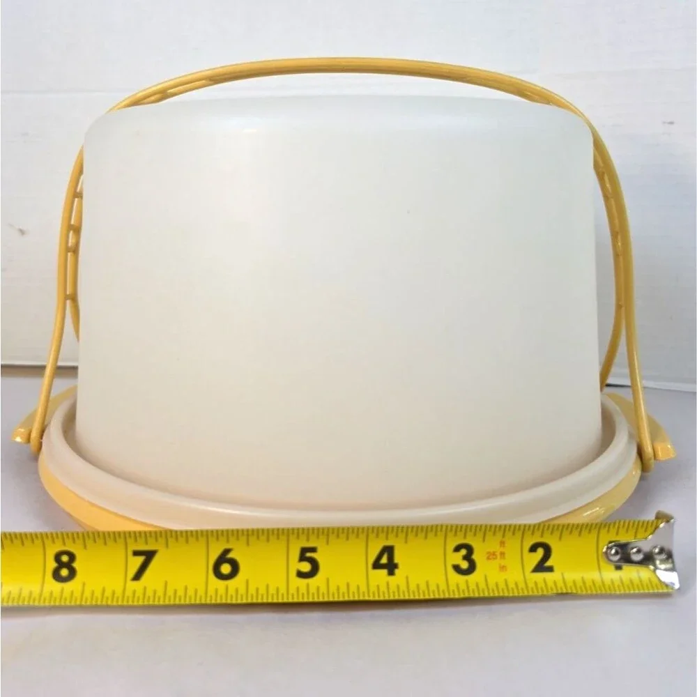 Vintage 3pc Cake Taker Carrier Round handle Harvest Gold Keeper Complete